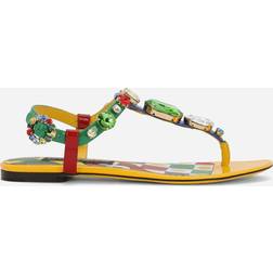 Dolce & Gabbana Verzierte Sandalen aus Lackleder Multicolor