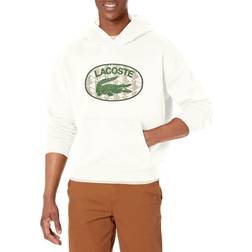 Lacoste Men's Monogram Logo Hooded Sweatshirt FLOUR