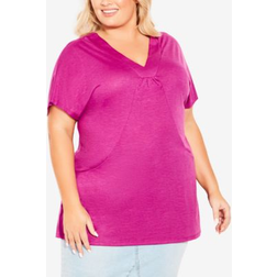 Avenue Pocket Pleat Tunic Top - Vivid Viola