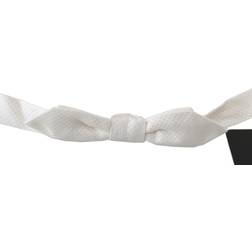 Dolce & Gabbana White 100% Silk Slim Adjustable Neck Papillon Men Tie white