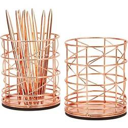 Juvale Rose Gold Pen Holder, Pencil Cup, Makeup Brush Organizer for Desk, Office, Vanity 4 In, 2 Pack