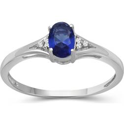 Jewelexcess Sterling Silver Lab-Created Sapphire & Diamond Accent Ring, Women's, 6, White