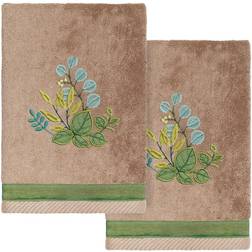 Linum Home Textiles Turkish Cotton Botanica Embellished Hand Cocoa Guest Towel Brown (76.2x)