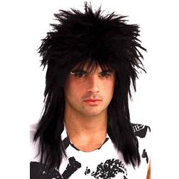 Unisex Black Rocker Halloween Costume Accessory Wig