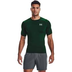 Under Armour Mens HeatGear Compression Short-Sleeve T-Shirt Forest Green 301/White