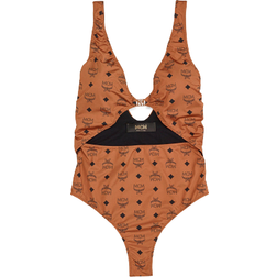 MCM Monogram Print Swimsuit - Cognac