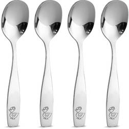 Zulay Kitchen Flatware Set Stainless Steel Spoons for Children 4 Piece Set Spoons