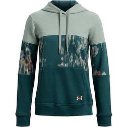 Under Armour Women's Rival Fleece Blocked Hoodie - Opal Green/Tourmaline Teal/Afterglow