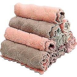 pack kitchen cloth microfiber dish towels washcloths super absorbent coral