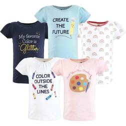 Hudson Baby Toddler Girl Short Sleeve T-Shirts 5-pack - Creativity