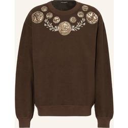 Dolce & Gabbana Reverse Jersey Sweatshirt with Coins Print brown