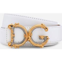 Dolce & Gabbana Calfskin belt with logo white