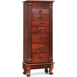 Costway Cabinet Jewellery Storage Chest Armoire - Brown