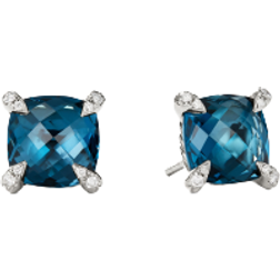 David Yurman Chatelaine Stud Earrings - Silver/Topaz/Diamonds