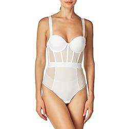 DKNY Sheers Strapless Bodysuit - White