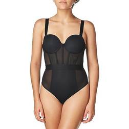 DKNY Sheers Strapless Bodysuit - Black