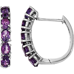 Harmony Hinged Hoop Earrings - Silver/Amethyst