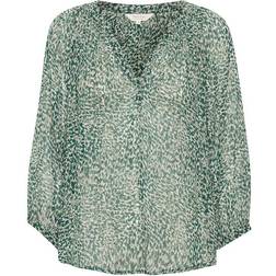 Part Two Erdonaepw Long -Sleeved Blouse - Green Granite Print