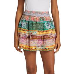 Alice + Olivia Jojo Printed Tiered Ruffle Mini Skirt - Green Multi