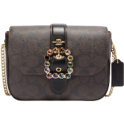 Coach Gemma Crossbody In Signature Canvas With Jeweled Buckle - Gold/Brown Black Multi