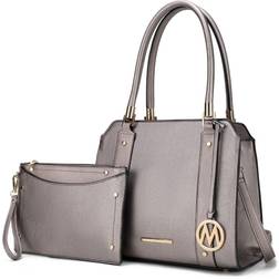 MKF Collection Women's Norah Vegan Leather Satchel Bag - Pewter