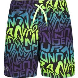 Under Armour Boys' Warp Logo Volley Swimsuit, Medium, Lime Surge