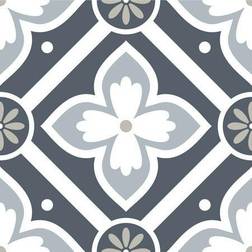 RoomMates Dublin Slate Floral Peel And Stick Floor Tile