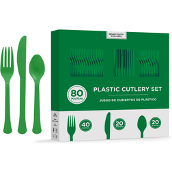 Amscan Heavy weight cutlery box festive green