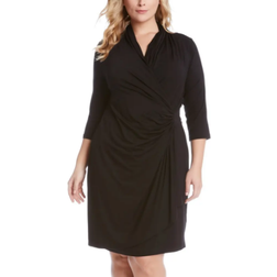 Karen Kane Cascade Wrap Dress Plus Size - Black