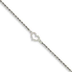 Primal Gold 14K White Rope with Heart Anklet
