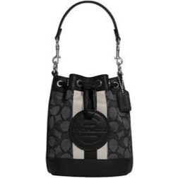 Coach Mini Dempsey Bucket Bag In Signature Jacquard With Stripe - Silver/Black Smoke Black Multi