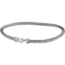 David Yurman Cable Buckle Bracelet 3mm - Silver/Diamonds