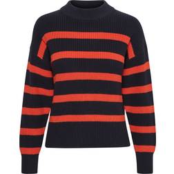 Part Two Reta Navy Jumper With Orange Stripe