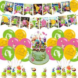Party Decorations Pikmin Supplies Includes Banner Cake Topper Multicolour