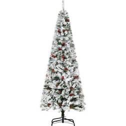 Homcom 6ft Pencil Snow Flocked Artificial Christmas Tree