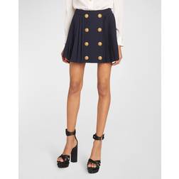 Balmain Pleated virgin wool miniskirt blue