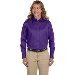 Harriton Ladies Easy Blend Long-Sleeve Twill Shirt Stain-Release Team Purple
