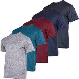 Real Essentials Men’s Dry-Fit Active Athletic Performance Crew T-shirt 5-pack - Set 1