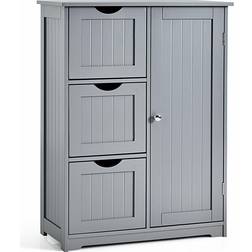 Costway 3 Drawers & 1 Cupboard Grey Storage Cabinet 24x32"