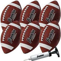 Franklin Sports Grip-Rite Deflated Rubber Junior Football with Pump 6pk Brown
