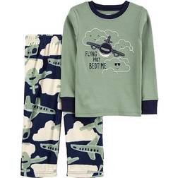 Carter's Toddler Boy's Fleece Pajama Set - Flying on Green