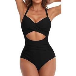 Eomenie Women's One Piece Swimsuits - Black