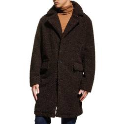 Men's Faux-Shearling Topcoat DK CHOCOLATE