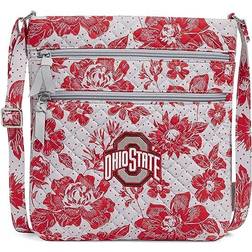 Vera Bradley Collegiate Triple Zip Hipster Crossbody Bag - Gray/Red Rain Garden With The Ohio State University Logo