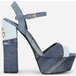 Dolce & Gabbana Patchwork denim platform sandals blue