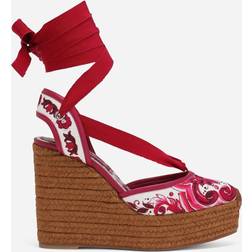 Dolce & Gabbana Printed espadrille wedges pink