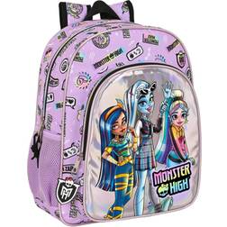 Monster High safta Schulrucksack für Kinder, anpassbar, ideal für Kinder im Schulalter, bequem und vielseitig, Qualität und Strapazierfähigkeit, 32 x 12 x 38 cm, Lila, Lila, Estándar, Casual