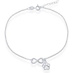 Simona Sterling Silver Infinity & Paw Print Anklet, Women's