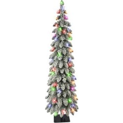 Puleo International 4-ft. Pre-Lit Flocked Alpine Pencil Artificial Christmas Tree