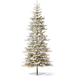 GlitzHome Deluxe Pre-Lit Flocked Fir Artificial with Christmas Tree